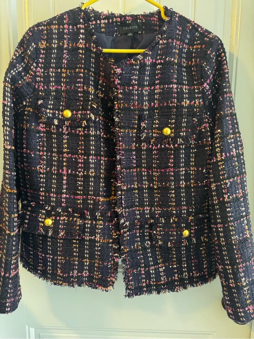 Talbots Tweed Boucle Lady Jacket Gold Buttons Size 14 Worn Once